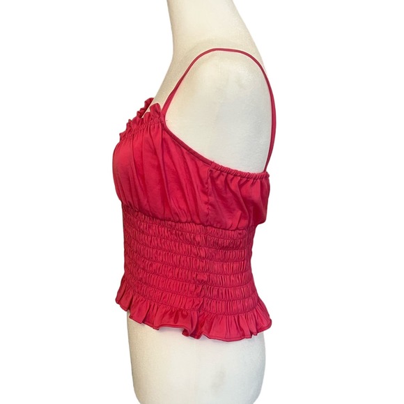 Open Edit Strap Scrunch Waist Top Hot Pink Sz Small - Picture 4 of 7